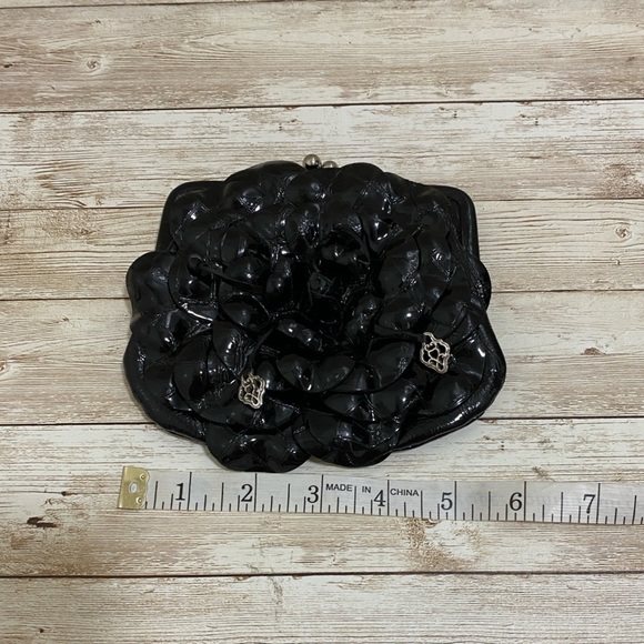 Brighton Purse Small Black Patent Leather Flower Floral Lining - Picture 15 of 16